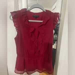 Banana Republic Red Ruffle Blouse